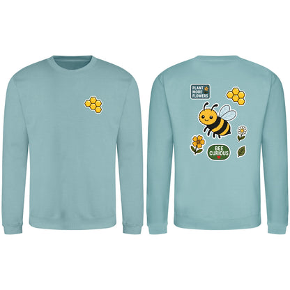 Bee Curious Adult Sweatshirt - Badges of the Wild Seafoam colour variant image