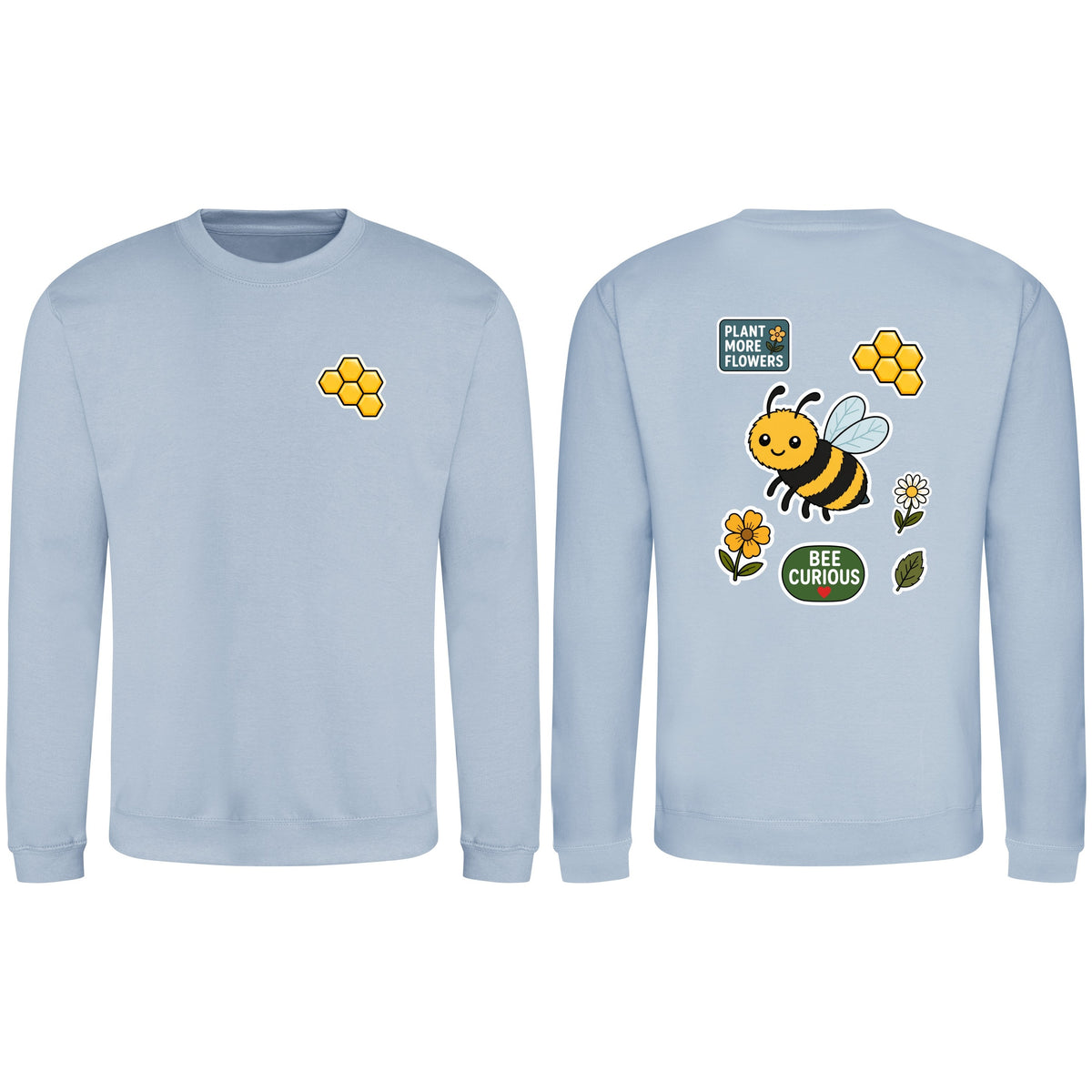 Bee Curious Adult Sweatshirt - Badges of the Wild Sky Blue colour variant image