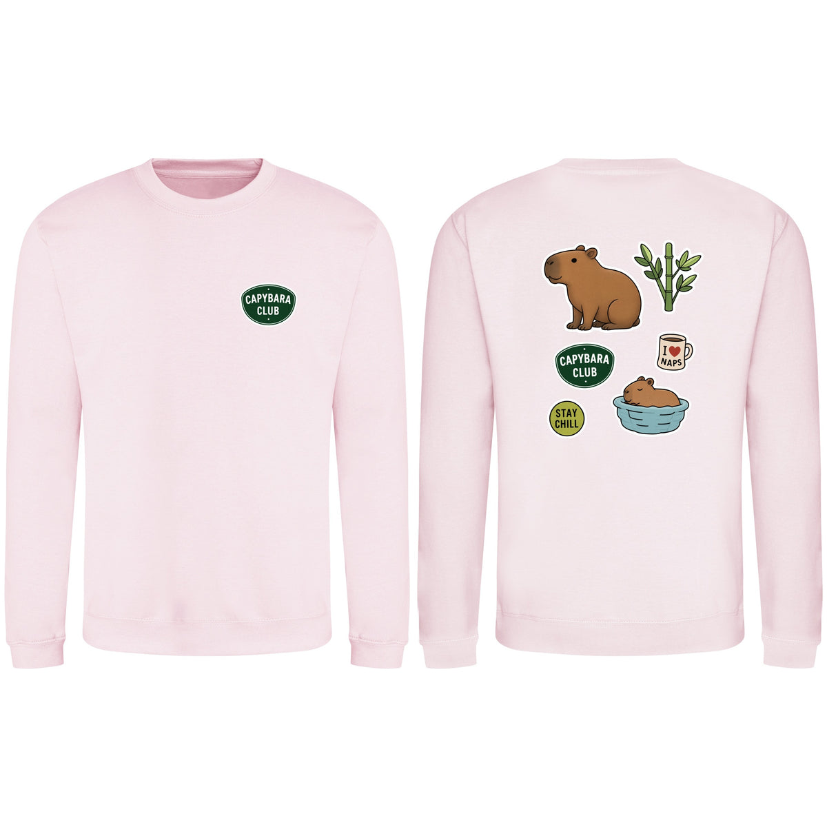 Capybara Chill Club Adult Sweatshirt - Badges of the Wild Baby Pink colour variant image