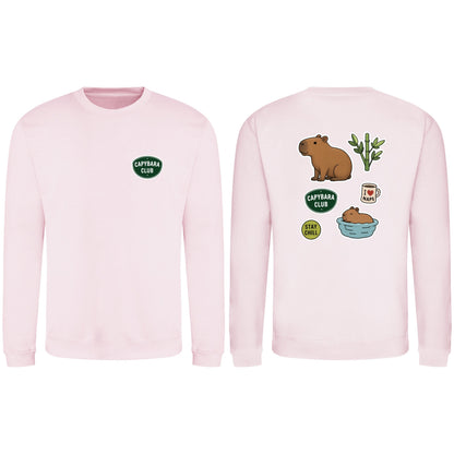 Capybara Chill Club Adult Sweatshirt - Badges of the Wild Baby Pink colour variant image
