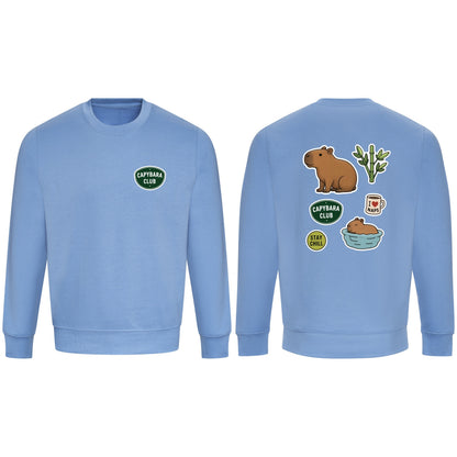 Capybara Chill Club Adult Sweatshirt - Badges of the Wild Cornflower Blue colour variant image