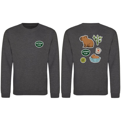 Capybara Chill Club Adult Sweatshirt - Badges of the Wild Charcoal colour variant image