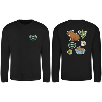 Capybara Chill Club Adult Sweatshirt - Badges of the Wild Deep Black colour variant image