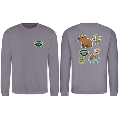 Capybara Chill Club Adult Sweatshirt - Badges of the Wild Dusty Lilac colour variant image