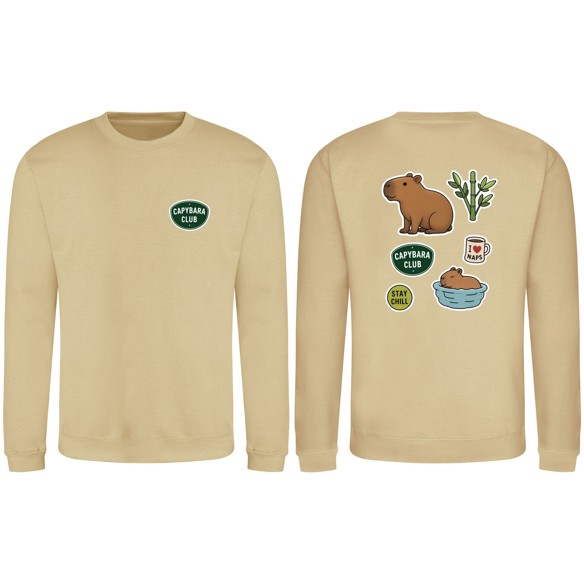Capybara Chill Club Adult Sweatshirt - Badges of the Wild Desert Sand colour variant image