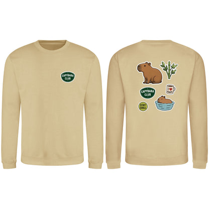 Capybara Chill Club Adult Sweatshirt - Badges of the Wild Desert Sand colour variant image