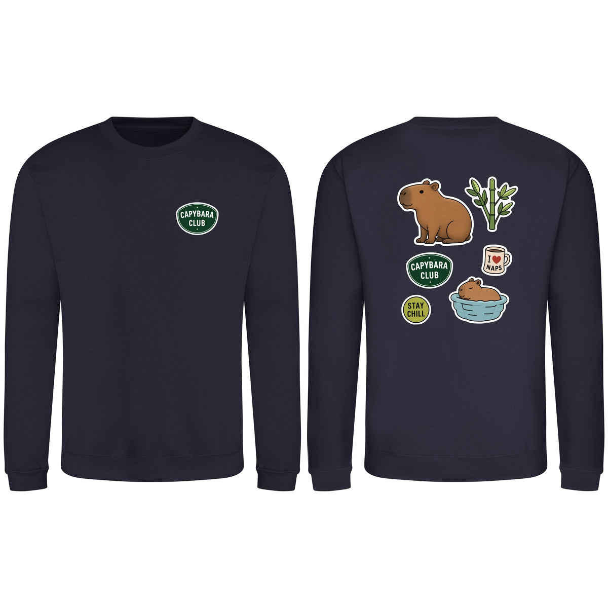 Capybara Chill Club Adult Sweatshirt - Badges of the Wild French Navy colour variant image