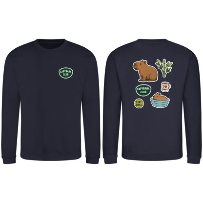 Capybara Chill Club Adult Sweatshirt - Badges of the Wild French Navy colour variant image