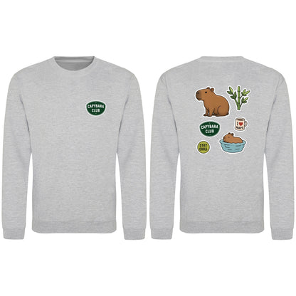 Capybara Chill Club Adult Sweatshirt - Badges of the Wild Heather Grey colour variant image