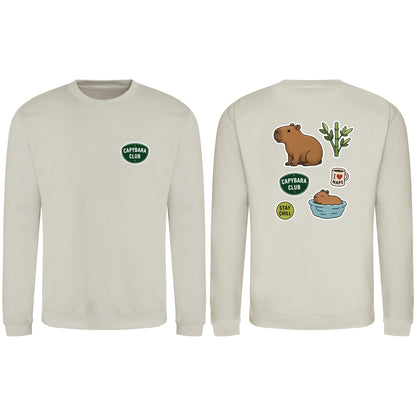 Capybara Chill Club Adult Sweatshirt - Badges of the Wild Natural Stone colour variant image