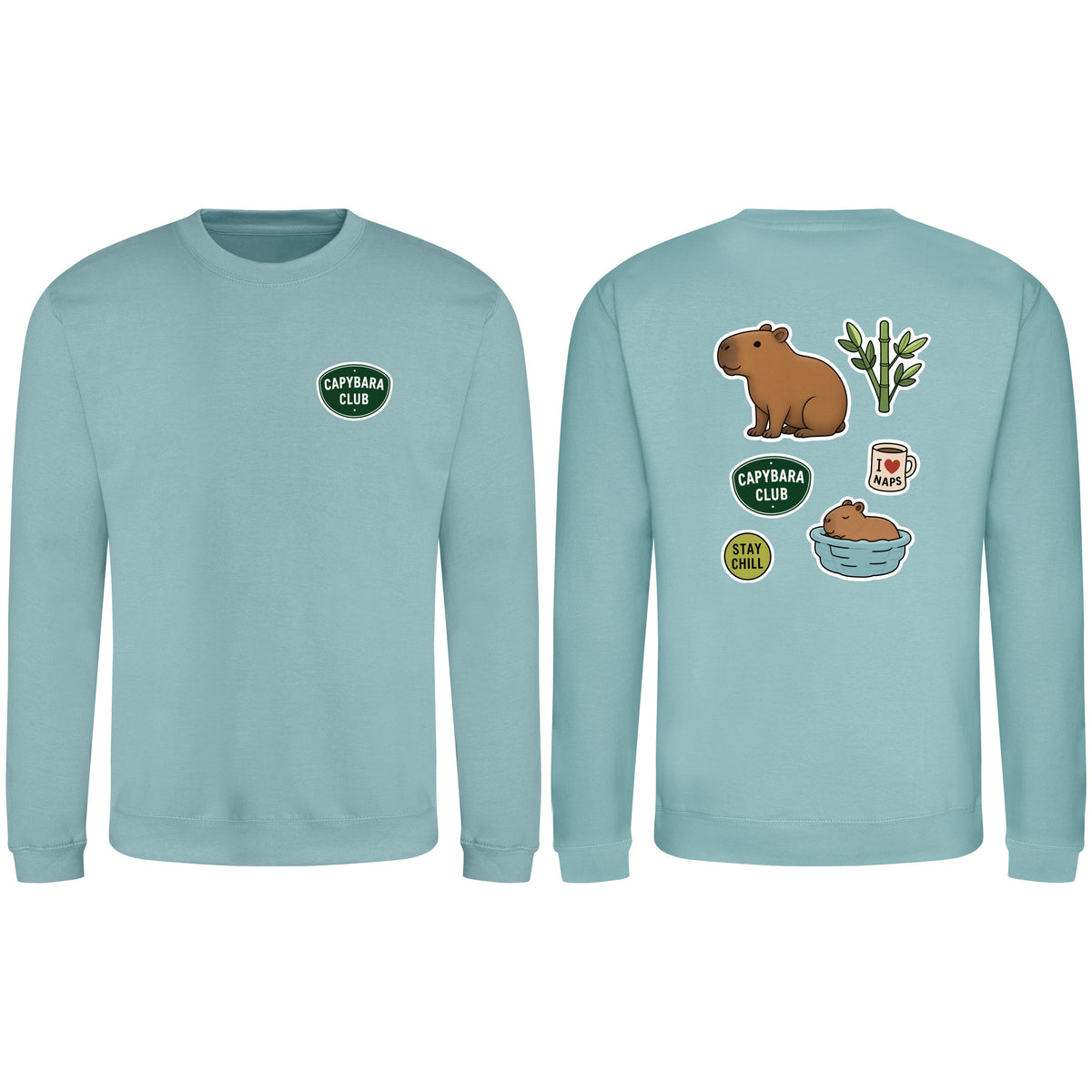 Capybara Chill Club Adult Sweatshirt - Badges of the Wild Seafoam colour variant image