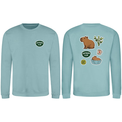 Capybara Chill Club Adult Sweatshirt - Badges of the Wild Seafoam colour variant image