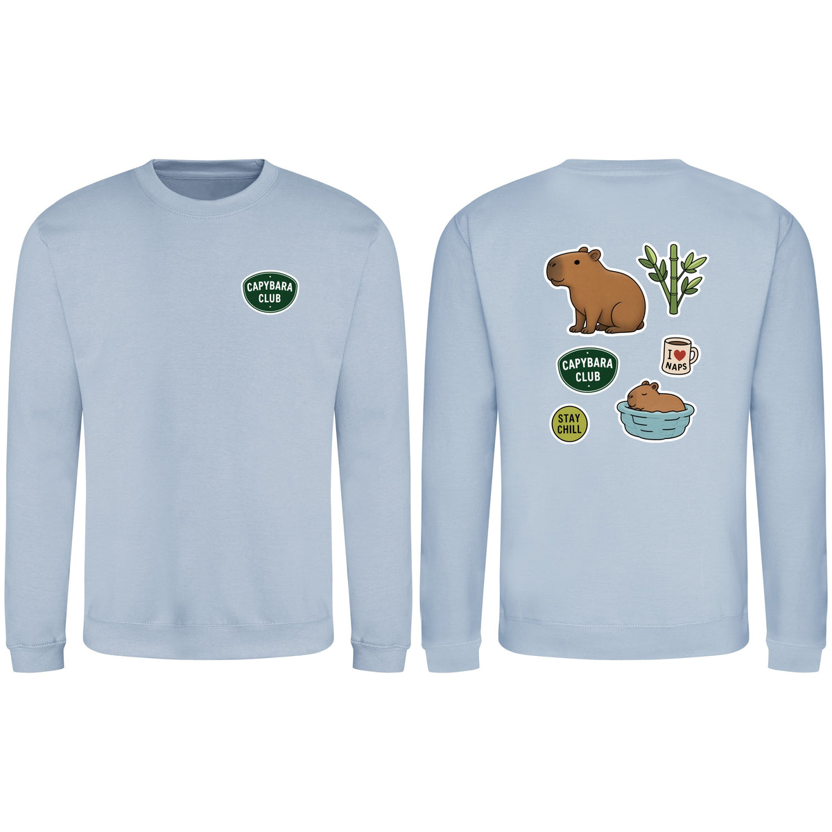Capybara Chill Club Adult Sweatshirt - Badges of the Wild Sky Blue colour variant image
