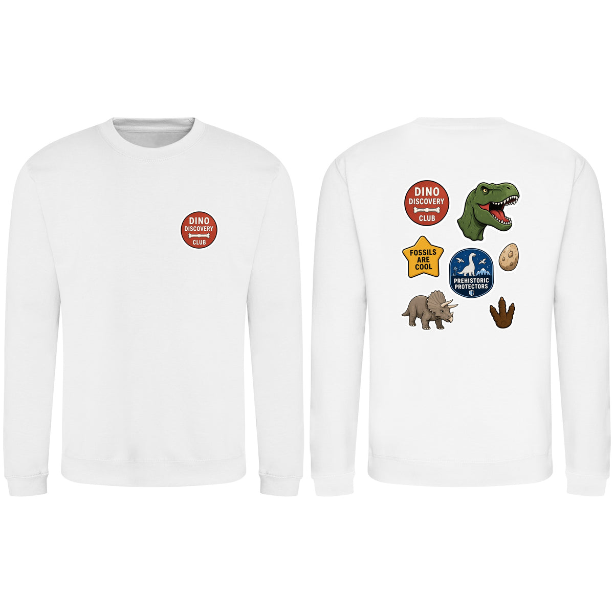 Dino Discovery Club Adult Sweatshirt - Badges of the Wild Arctic White colour variant image