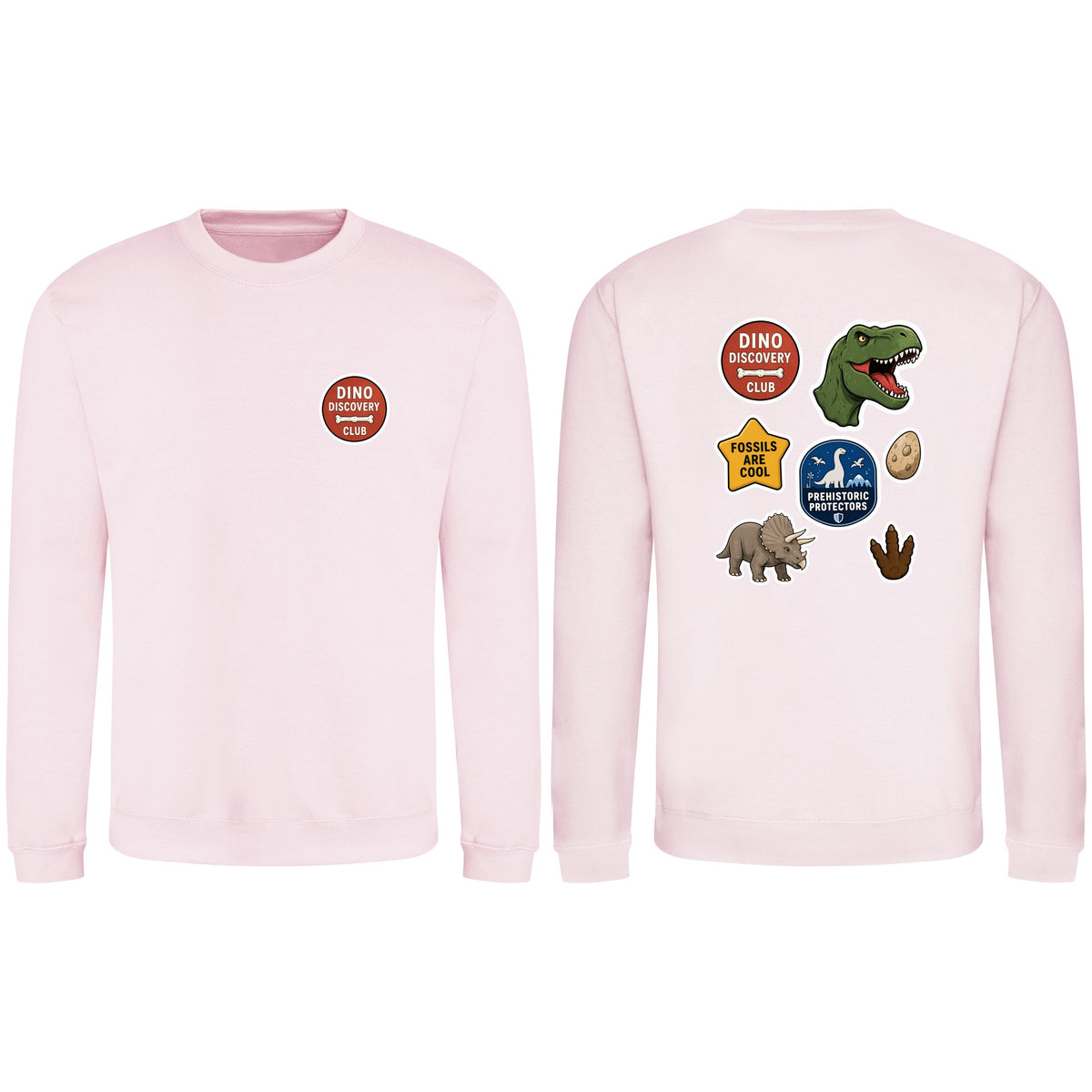 Dino Discovery Club Adult Sweatshirt - Badges of the Wild Baby Pink colour variant image
