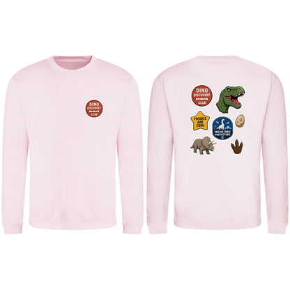 Dino Discovery Club Adult Sweatshirt - Badges of the Wild Baby Pink colour variant image