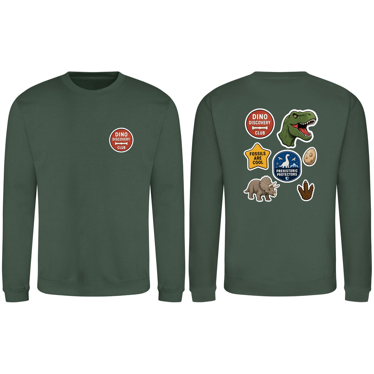 Dino Discovery Club Adult Sweatshirt - Badges of the Wild Bottle Green colour variant image