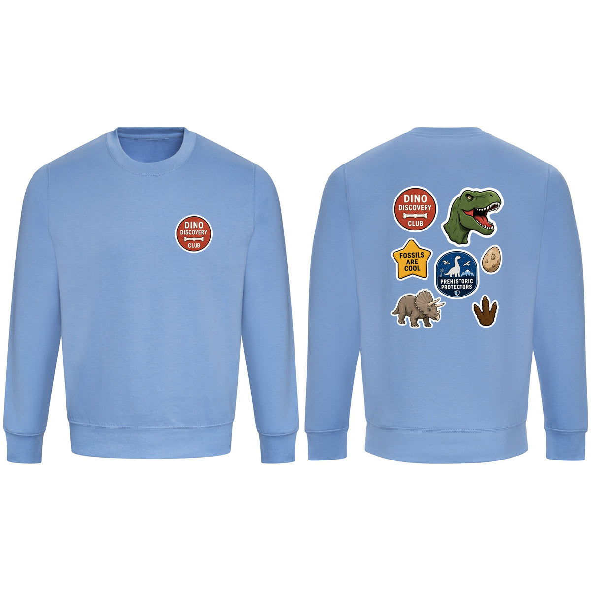 Dino Discovery Club Adult Sweatshirt - Badges of the Wild Cornflower Blue colour variant image
