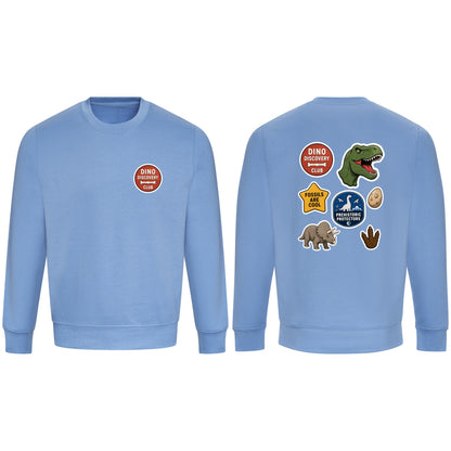 Dino Discovery Club Adult Sweatshirt - Badges of the Wild Cornflower Blue colour variant image