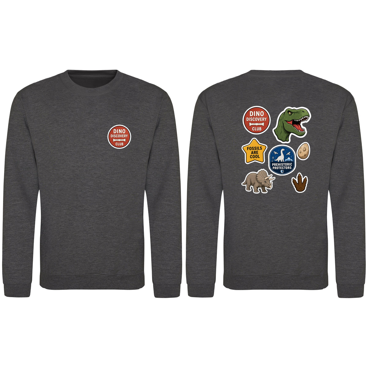 Dino Discovery Club Adult Sweatshirt - Badges of the Wild Charcoal colour variant image