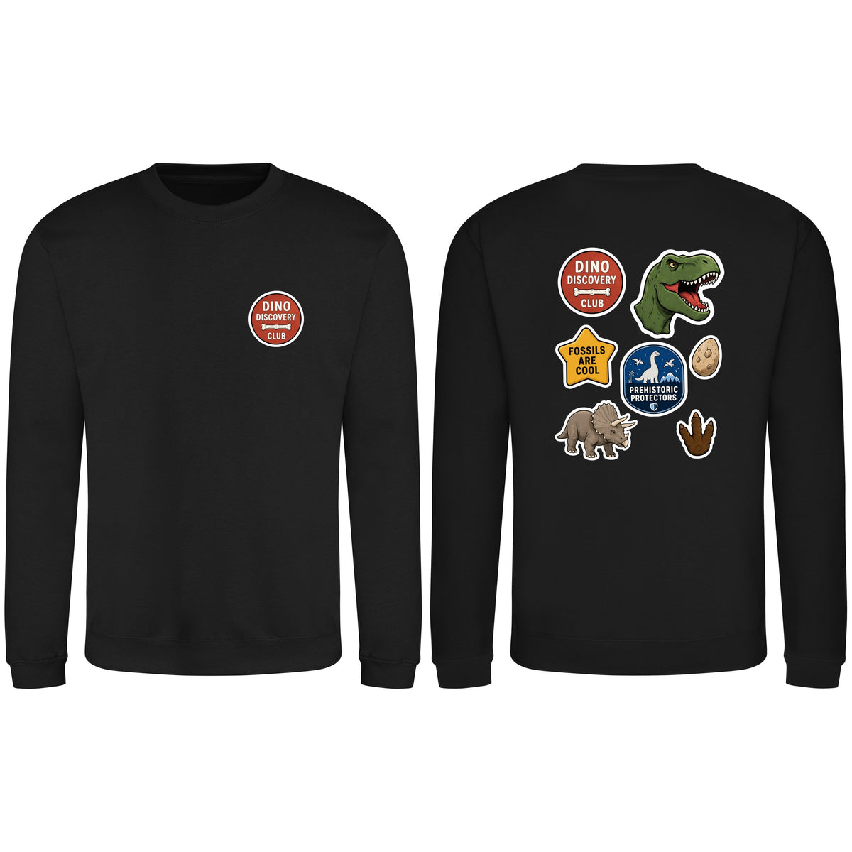 Dino Discovery Club Adult Sweatshirt - Badges of the Wild Deep Black colour variant image