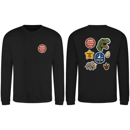 Dino Discovery Club Adult Sweatshirt - Badges of the Wild Deep Black colour variant image