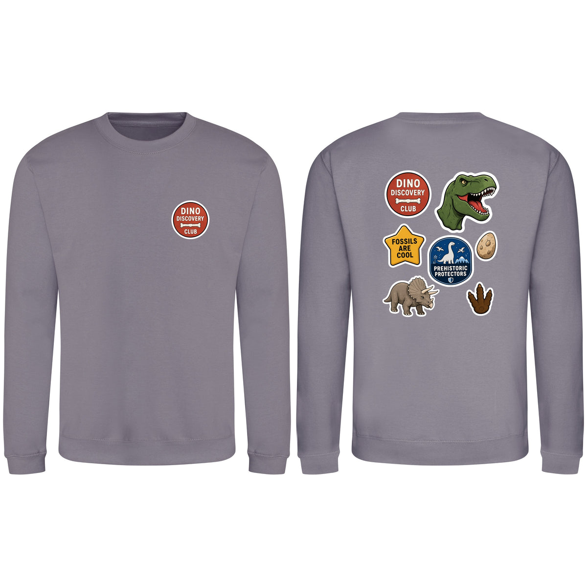 Dino Discovery Club Adult Sweatshirt - Badges of the Wild Dusty Lilac colour variant image