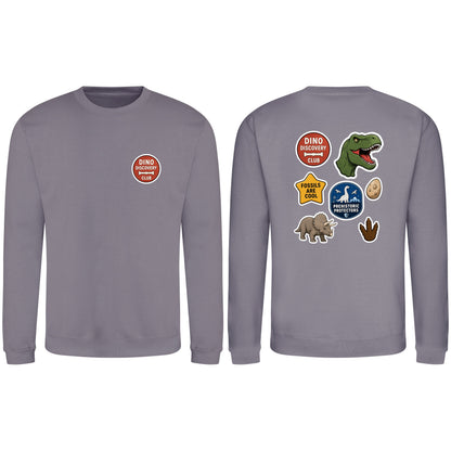 Dino Discovery Club Adult Sweatshirt - Badges of the Wild Dusty Lilac colour variant image