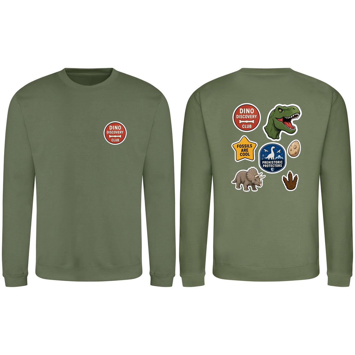 Dino Discovery Club Adult Sweatshirt - Badges of the Wild Earthy Green colour variant image