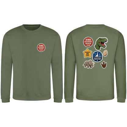 Dino Discovery Club Adult Sweatshirt - Badges of the Wild Earthy Green colour variant image