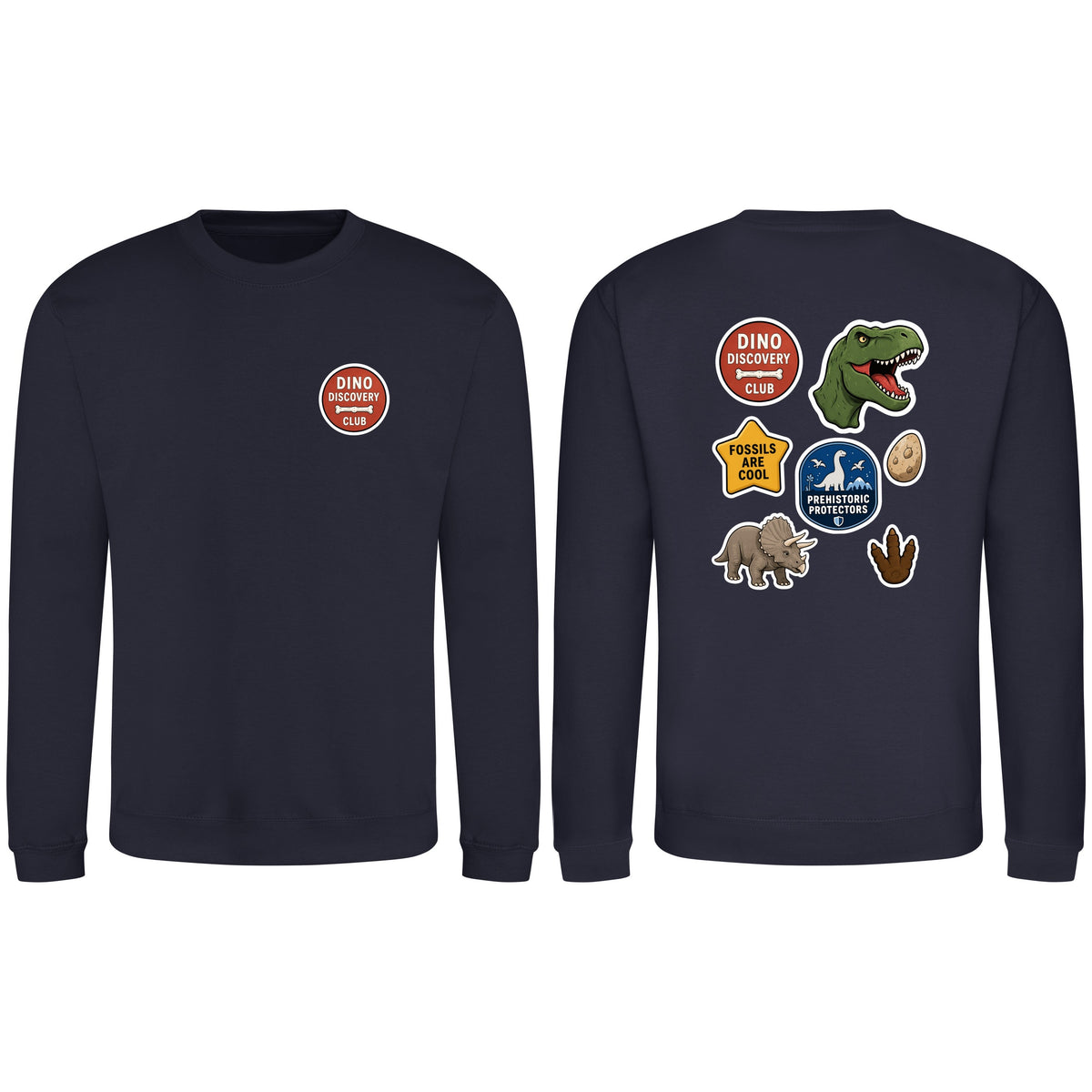 Dino Discovery Club Adult Sweatshirt - Badges of the Wild French Navy colour variant image