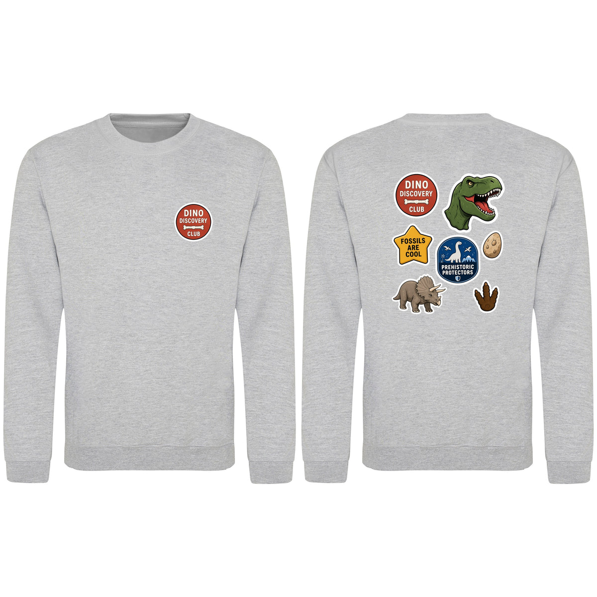 Dino Discovery Club Adult Sweatshirt - Badges of the Wild Heather Grey colour variant image