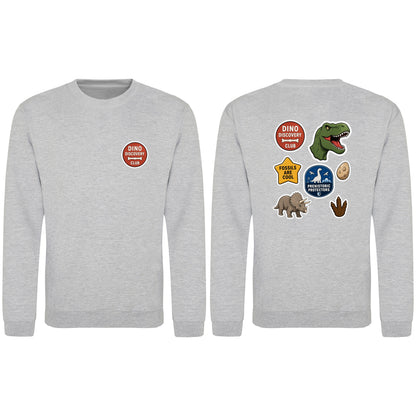 Dino Discovery Club Adult Sweatshirt - Badges of the Wild Heather Grey colour variant image