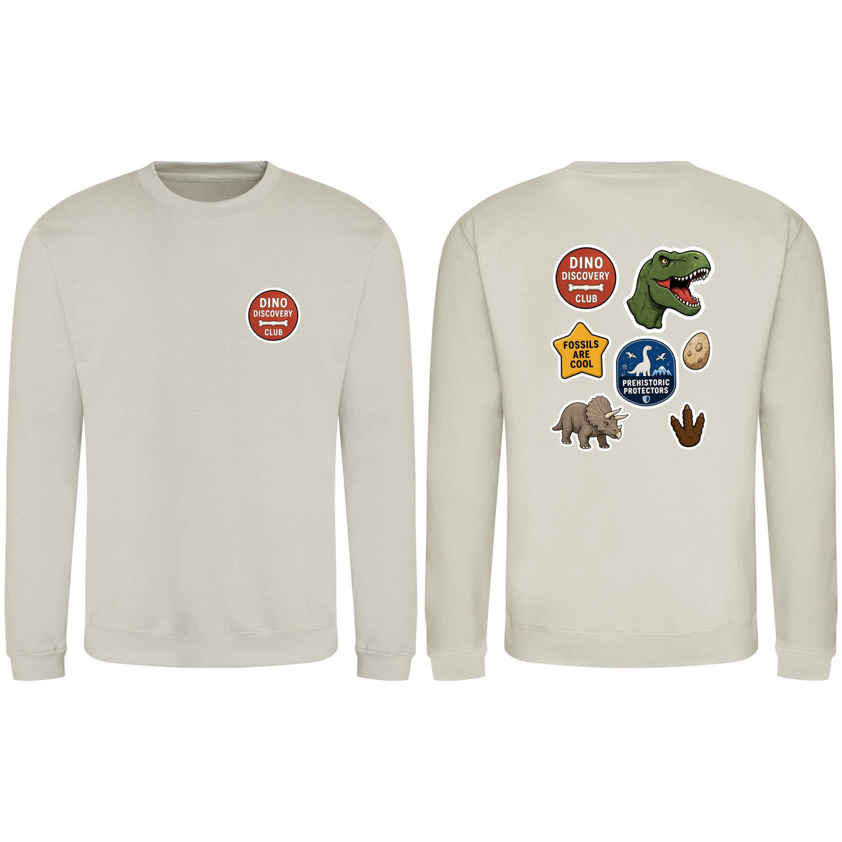 Dino Discovery Club Adult Sweatshirt - Badges of the Wild Natural Stone colour variant image