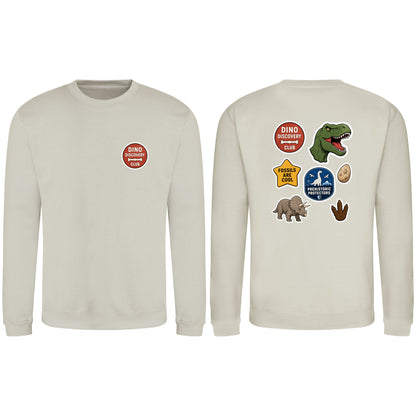 Dino Discovery Club Adult Sweatshirt - Badges of the Wild Natural Stone colour variant image