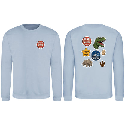 Dino Discovery Club Adult Sweatshirt - Badges of the Wild Sky Blue colour variant image
