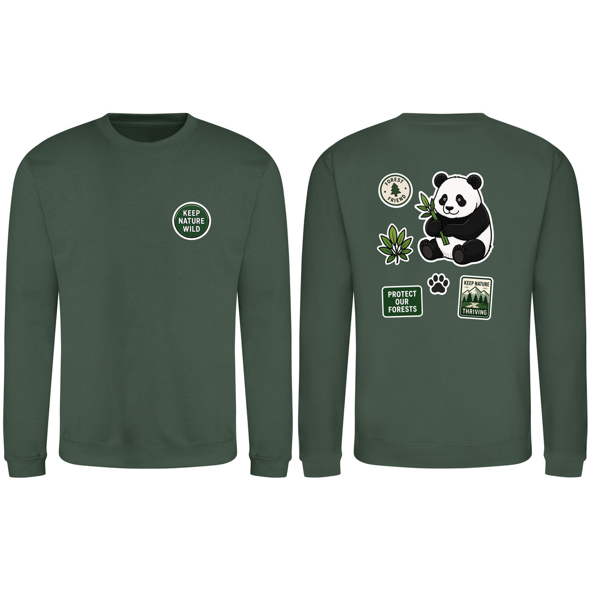 Keep Nature Wild Adult Sweatshirt - Badges of the Wild Bottle Green colour variant image