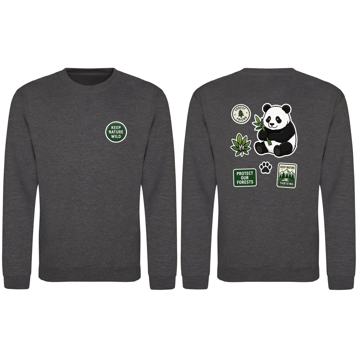 Keep Nature Wild Adult Sweatshirt - Badges of the Wild Charcoal colour variant image