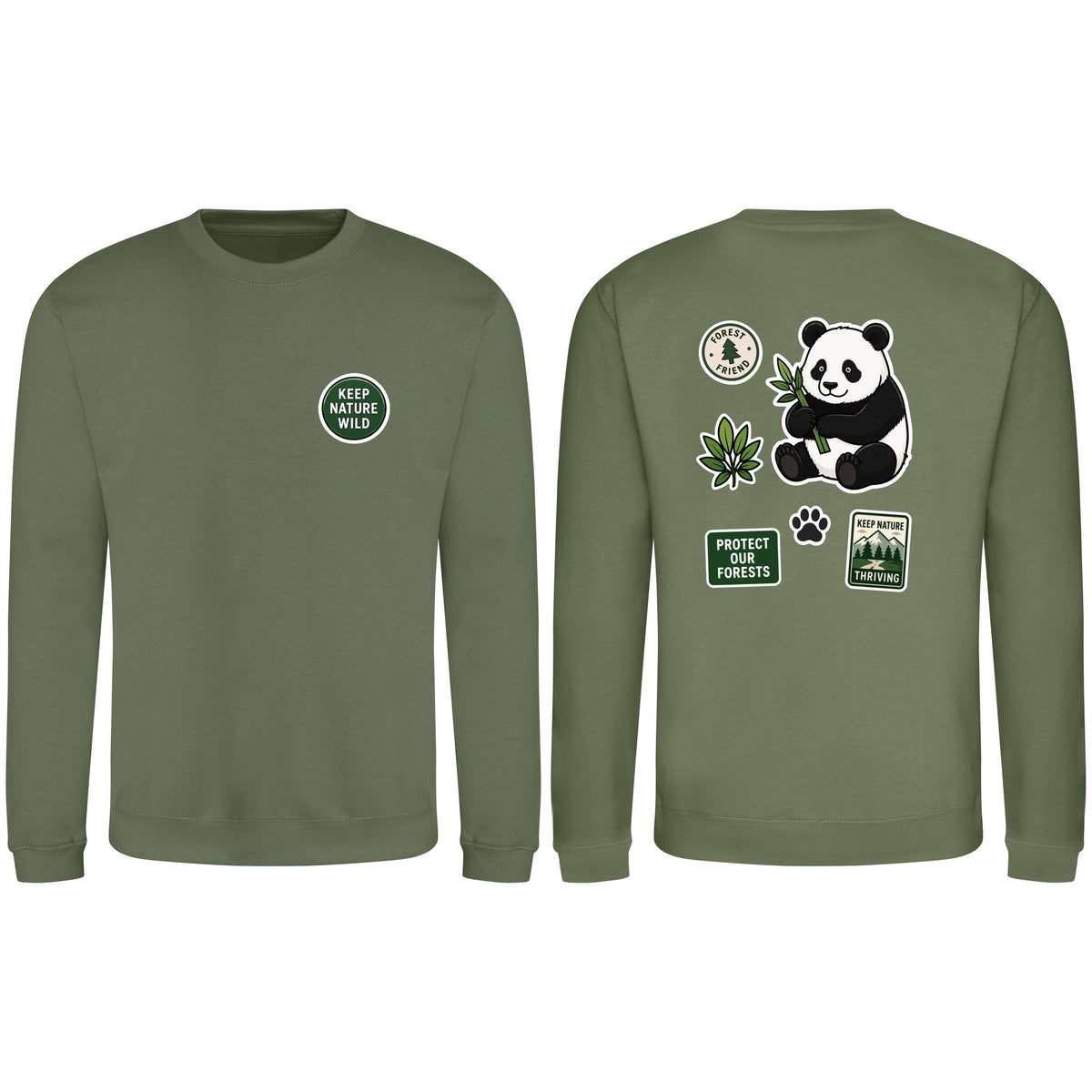 Keep Nature Wild Adult Sweatshirt - Badges of the Wild Earthy Green colour variant image