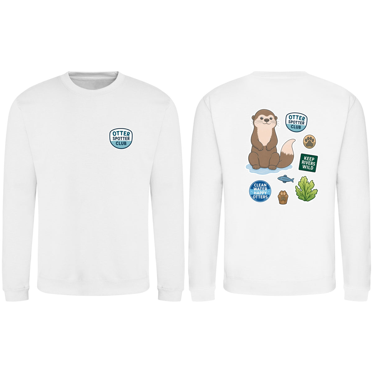 Otter Spotter Club Adult Sweatshirt - Badges of the Wild Arctic White colour variant image
