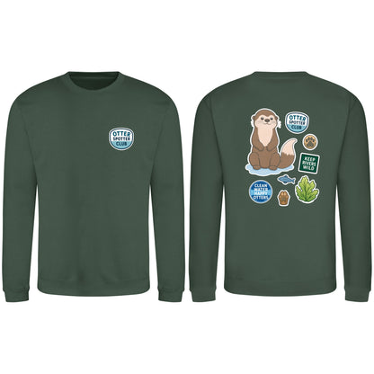 Otter Spotter Club Adult Sweatshirt - Badges of the Wild Bottle Green colour variant image