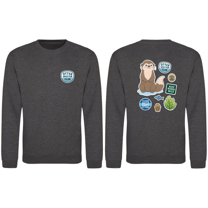 Otter Spotter Club Adult Sweatshirt - Badges of the Wild Charcoal colour variant image