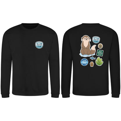 Otter Spotter Club Adult Sweatshirt - Badges of the Wild Deep Black colour variant image