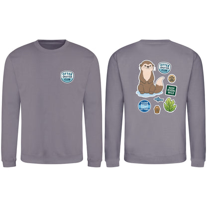 Otter Spotter Club Adult Sweatshirt - Badges of the Wild Dusty Lilac colour variant image