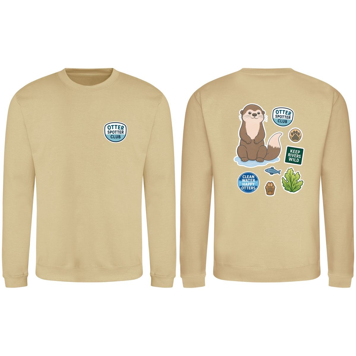Otter Spotter Club Adult Sweatshirt - Badges of the Wild Desert Sand colour variant image