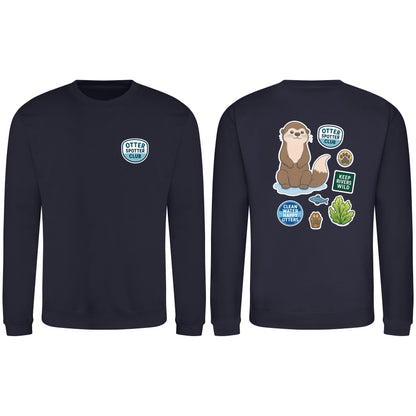 Otter Spotter Club Adult Sweatshirt - Badges of the Wild French Navy colour variant image