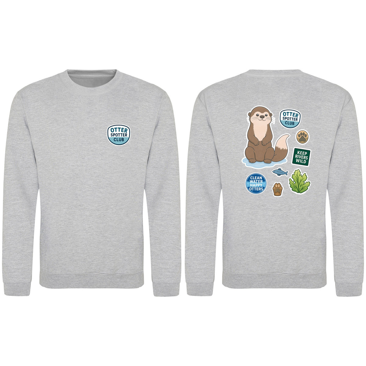 Otter Spotter Club Adult Sweatshirt - Badges of the Wild Heather Grey colour variant image