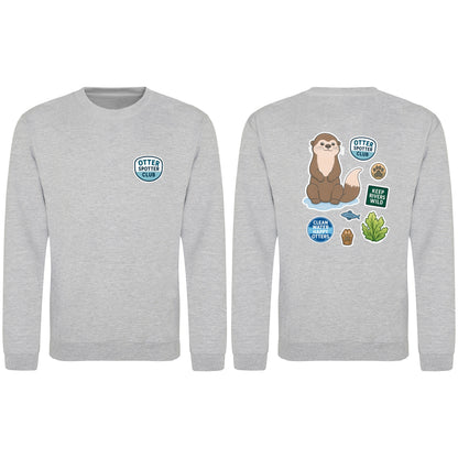 Otter Spotter Club Adult Sweatshirt - Badges of the Wild Heather Grey colour variant image