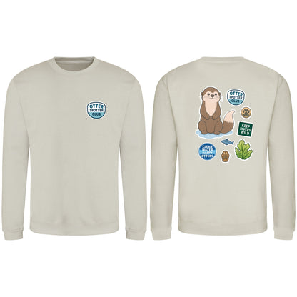 Otter Spotter Club Adult Sweatshirt - Badges of the Wild Natural Stone colour variant image