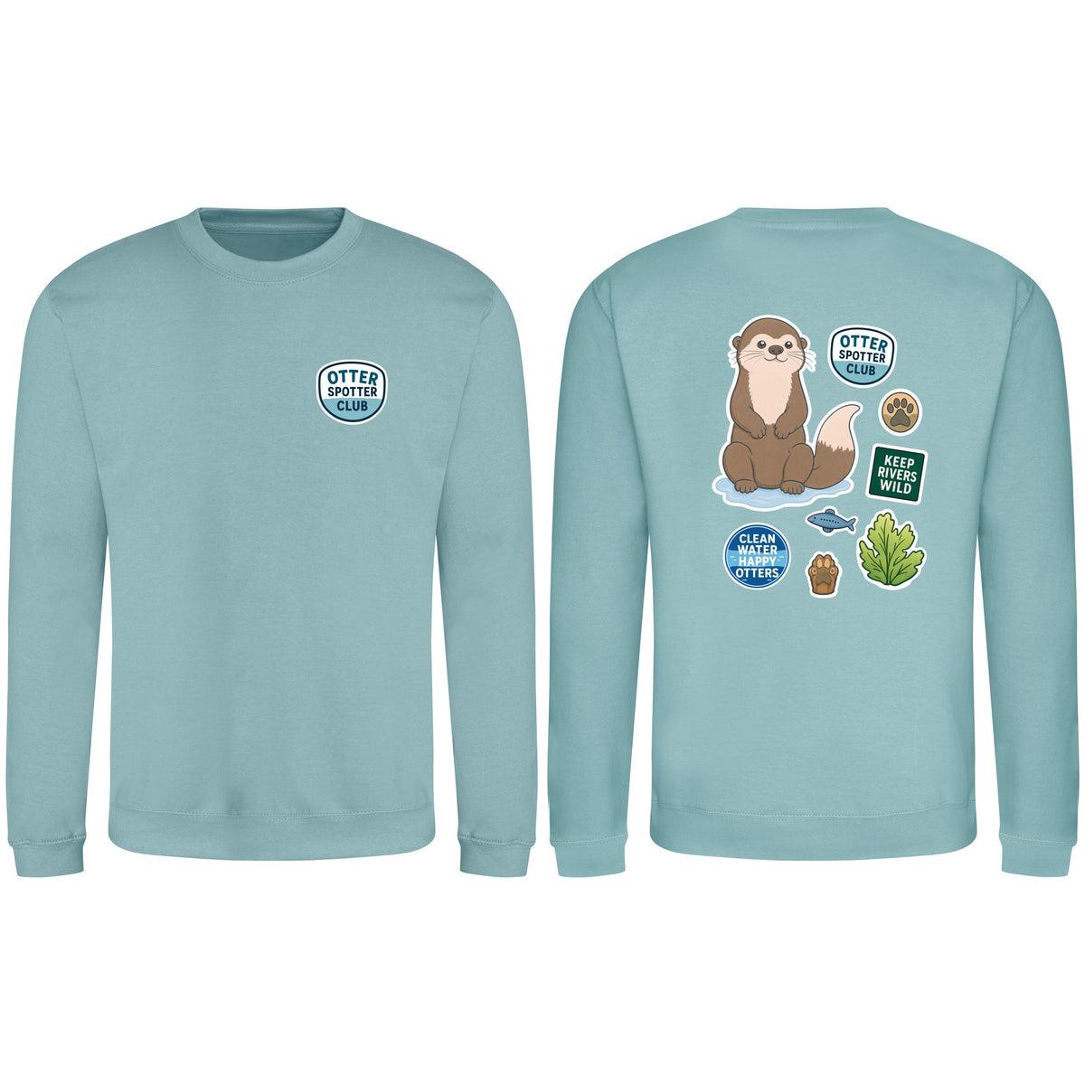 Otter Spotter Club Adult Sweatshirt - Badges of the Wild Seafoam colour variant image
